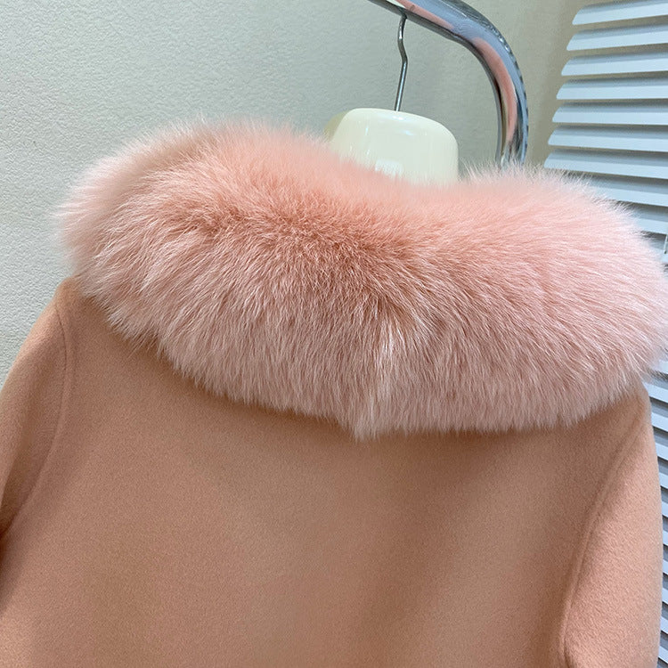 Fox-Fur Trim Wool-Blend Cape product image 16