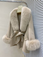 Fox-Fur Trim Wool-Blend Cape product image 21