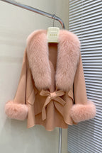Fox-Fur Trim Wool-Blend Cape product image 11