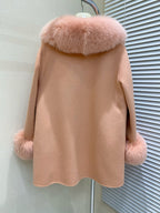 Fox-Fur Trim Wool-Blend Cape product image 17
