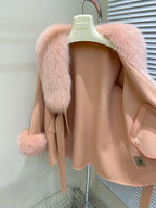 Fox-Fur Trim Wool-Blend Cape product image 13