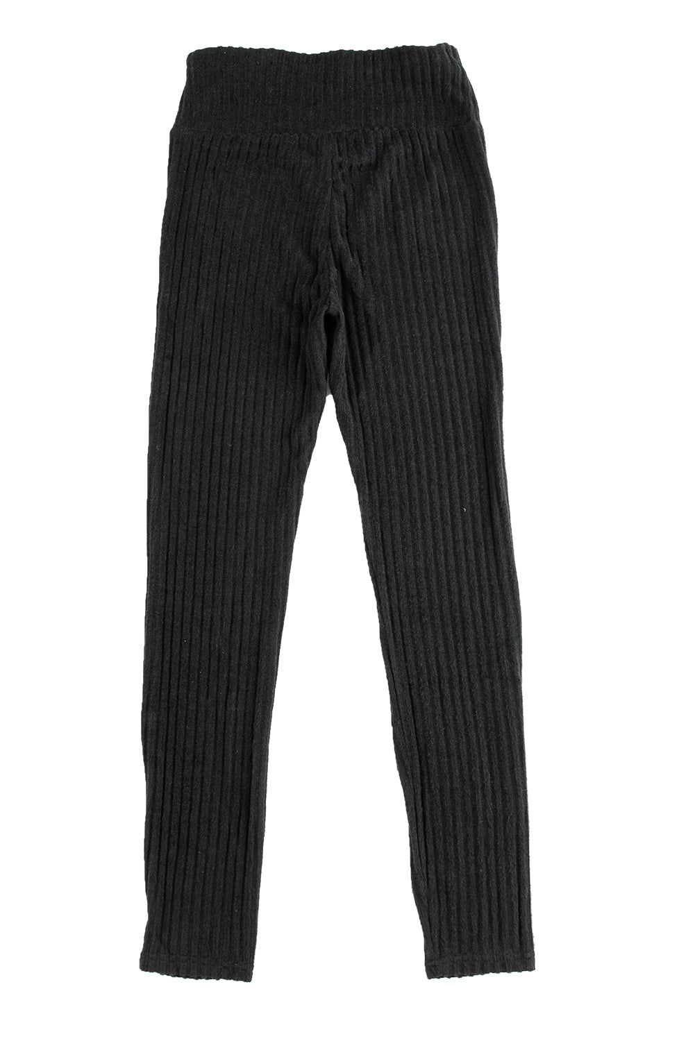 Legging en maille texturée côtelée à large ceinture gris foncé