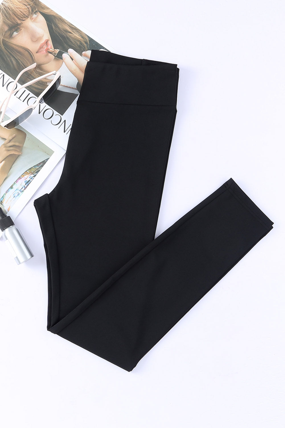 Leggings de cintura alta cruzados negros con control de abdomen