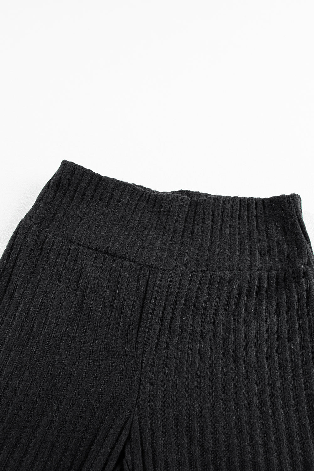 Legging en maille texturée côtelée à large ceinture gris foncé