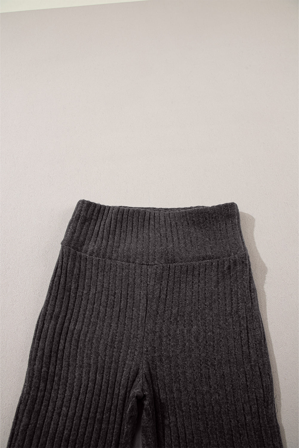 Legging en maille texturée côtelée à large ceinture gris foncé