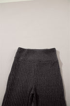 Legging en maille texturée côtelée à large ceinture gris foncé