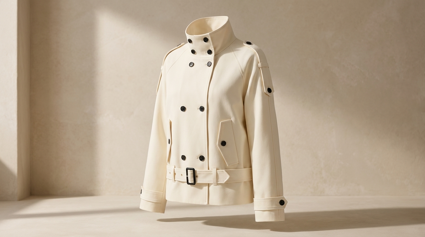 Chaqueta cortavientos con cuello alto, hombros curvados y cordón, estilo commuter