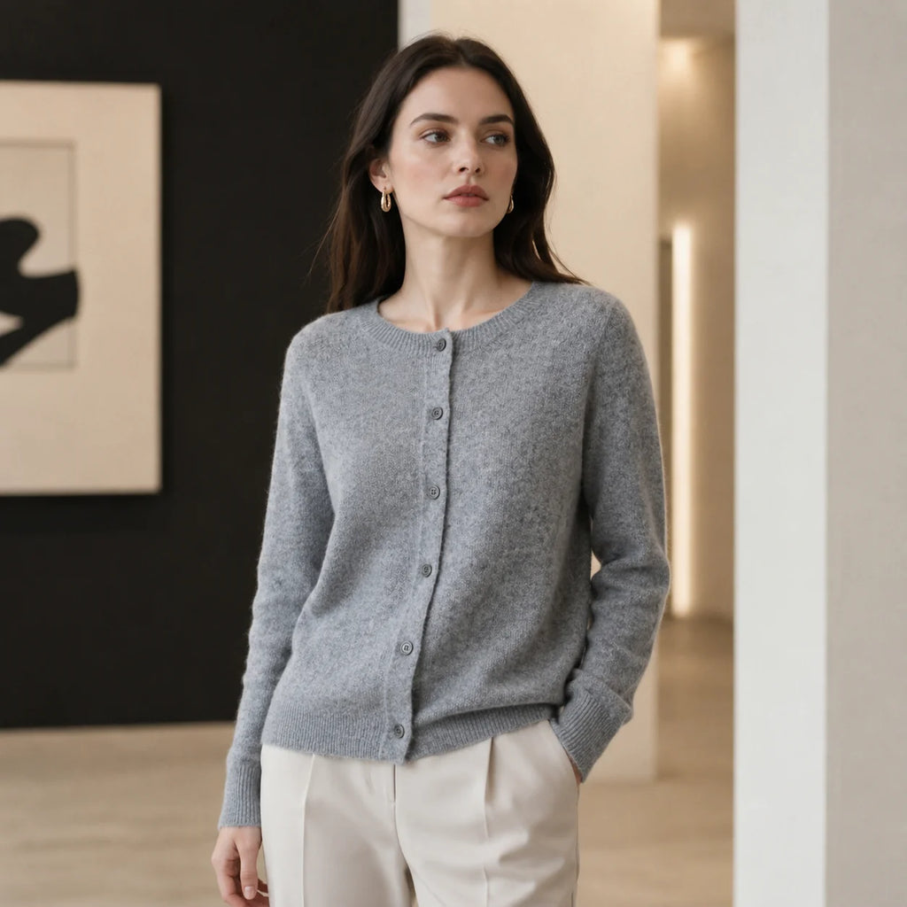 Textured Wool-Blend Knit Cardigan