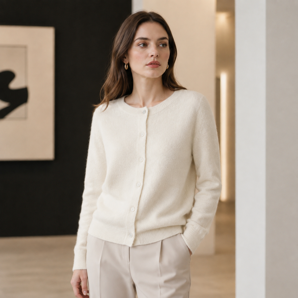 Textured Wool-Blend Knit Cardigan - Ivory