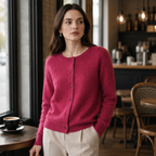 Textured Wool-Blend Knit Cardigan - Raspberry