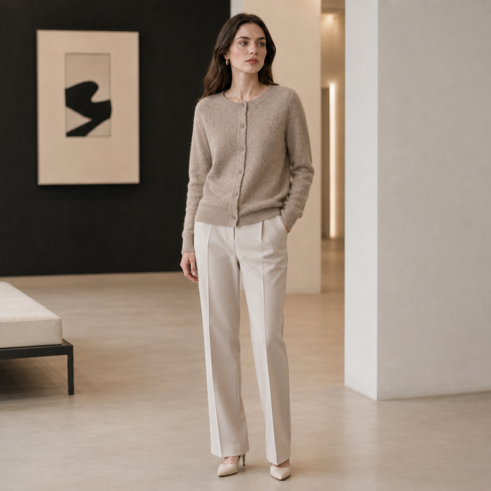 Textured Wool-Blend Knit Cardigan